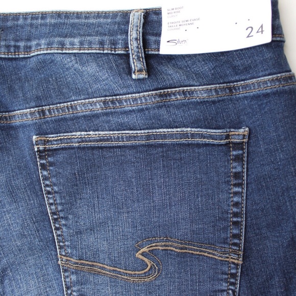 Silver Suki NWT Mid Rise Slim Bootcut Jeans Plus Size 24 x 31 - Picture 8 of 10